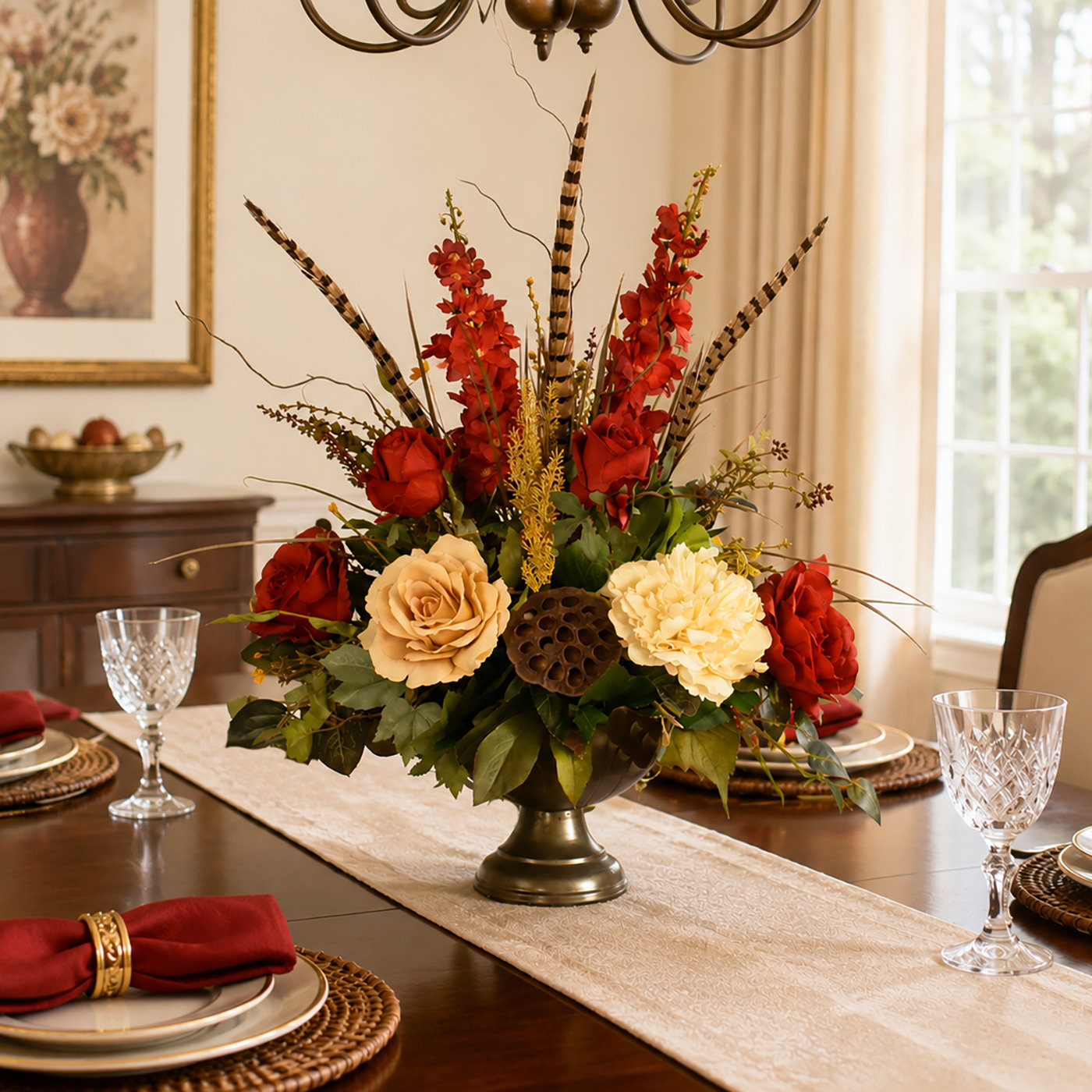 インテリア　フラワーセット⑨ Floral Home Decor Silk Flower Floral Arrangement & Reviews | Wayfair